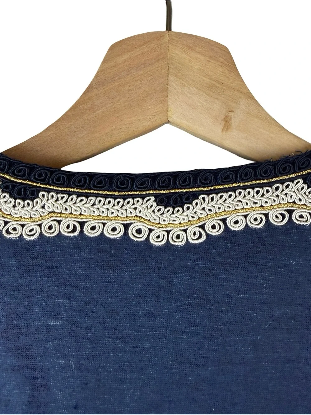 Tory Burch Liliana Linen Dress Tie Waist Blue Medium